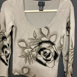 INC International Concepts Women's Floral Top - Gray